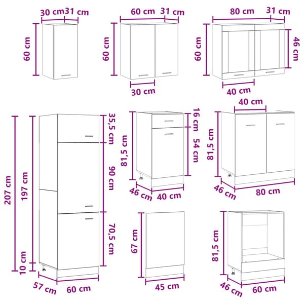 Köksenhet Lyon 8 pcs Gammalt trä Konstruerat trä