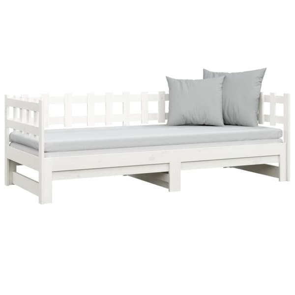 Utdragbar dagbädd vit 2x(90x190) cm massiv furu
