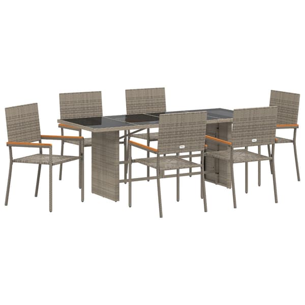 Trädgårdsmöbelset 7 pcs Grå konstrotting