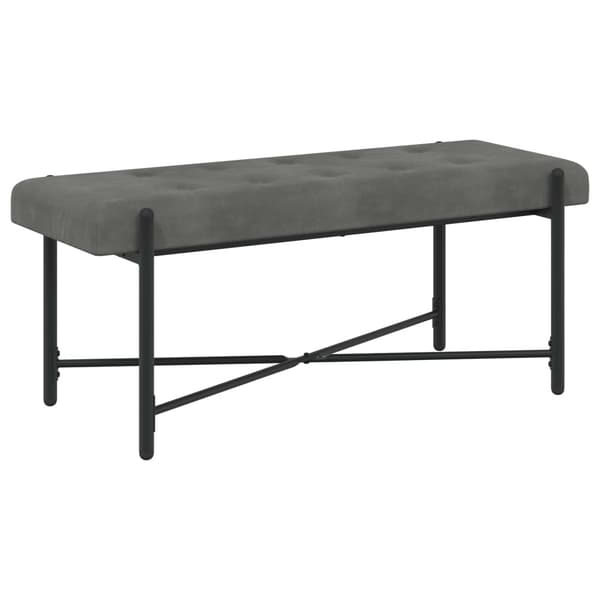 Knappstoppad bänk med kuddar Mörkgrå 110 x 40 x 46 cm Sammet