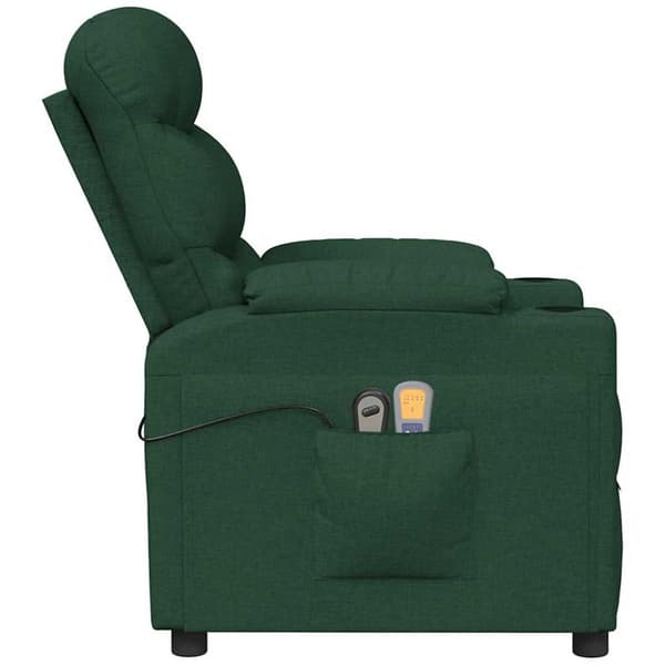 Massagefåtölj mörkgrön tyg