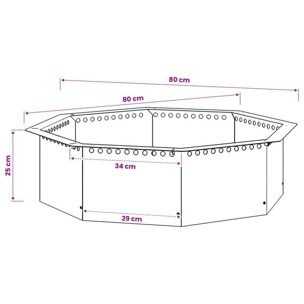 Eldstad ring Svart 80 x 80 x 25 cm Stål