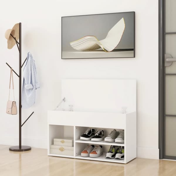 Skobänk vit 80x30x45 cm konstruerat trä