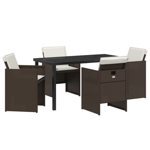 Trädgårdsmöbelset 5 pcs Brun konstrotting