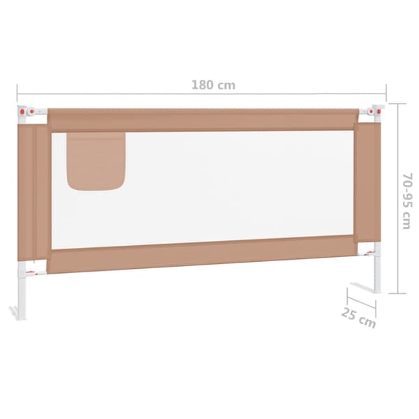 Sängskena för barn taupe 180x25 cm tyg