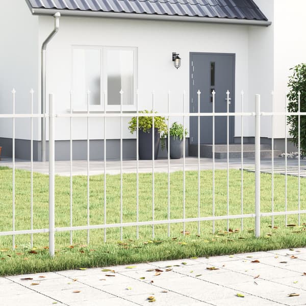 Trädgårdsstängsel 3 pcs Vit 5,1 x 1 m Pulverlackerad stål