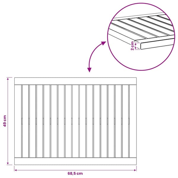 Bordsskiva 68,5 x 49 x 2 cm Rektangulär Massivt Akaciaträ Vit