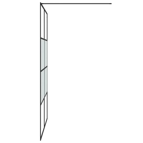 Duschvägg svart 140x195 cm halvfrostat ESG-glas