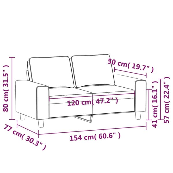 2-sitssoffa brun 120 cm tyg