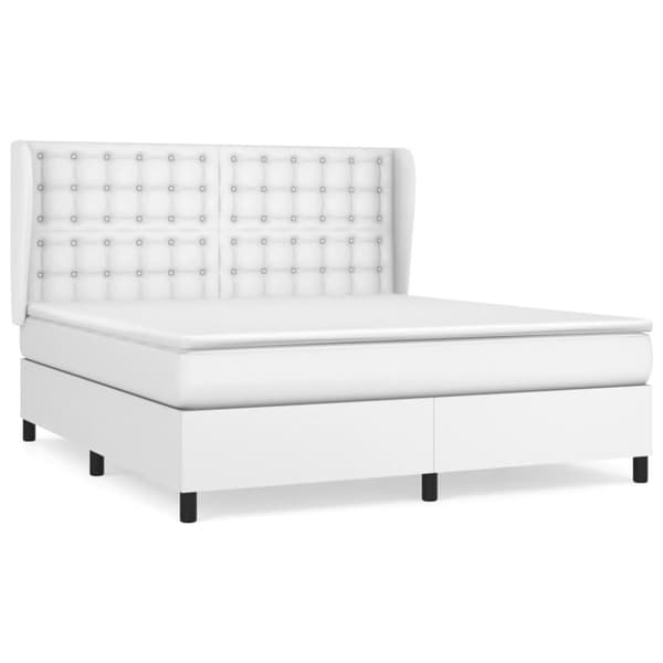 Ramsäng med madrass vit 160x200 cm konstläder