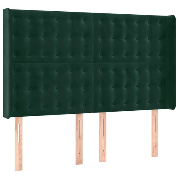 Sänggavel LED grön 147x16x118/128 cm sammet