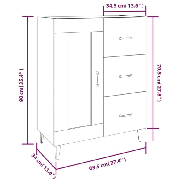 Skåp vit 69,5x34x90 cm konstruerat trä