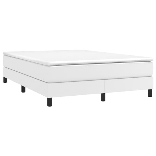 Ramsäng med madrass vit 140x190 cm konstläder