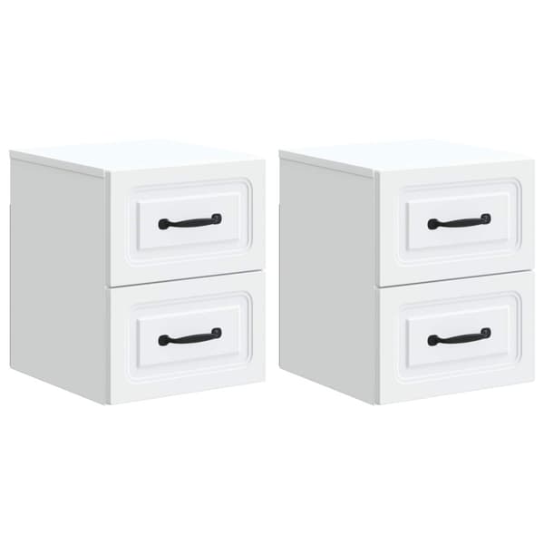 Väggmonterat Sängbord med låda 2 pcs Vit 34,5 x 33 x 40 cm