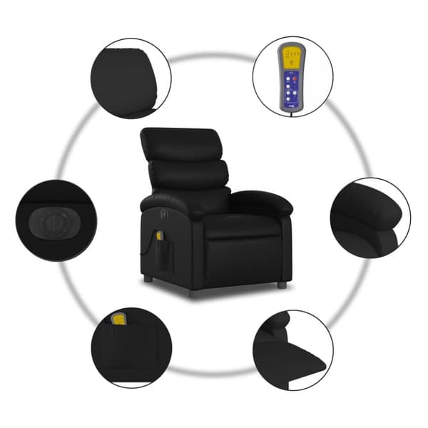 Elektrisk massagefåtölj svart konstläder