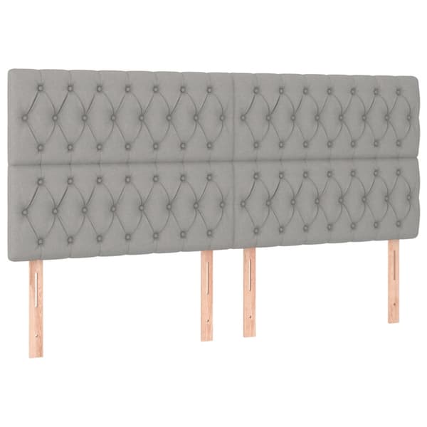 Ramsäng med madrass & LED ljusgrå 200x200 cm tyg