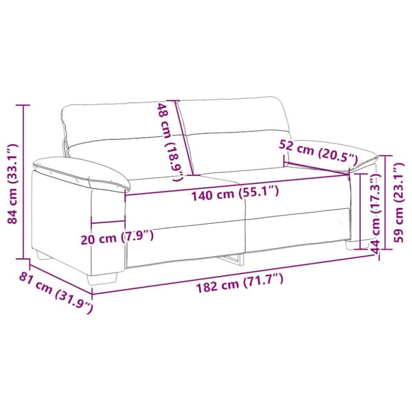 2-sitssoffa svart 180x81x84 cm tyg