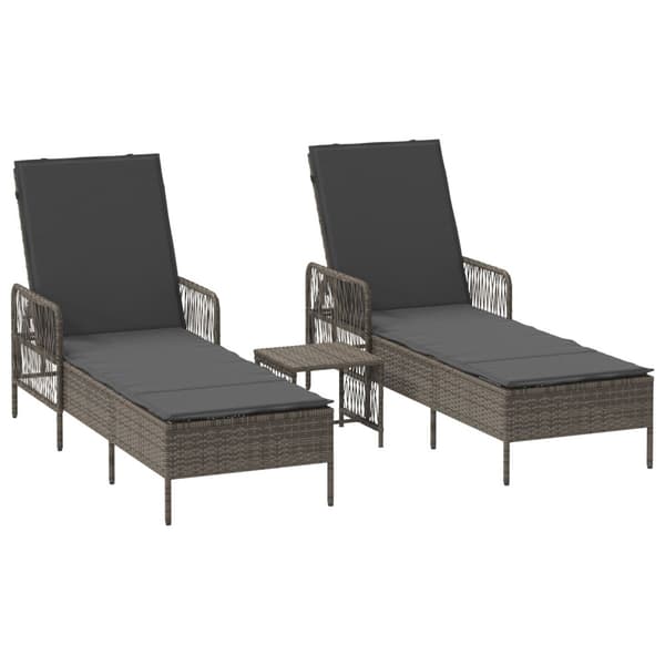 Solstol 3 pcs Grå och mörkgrå 55 x 200 x 92 cm konstrotting
