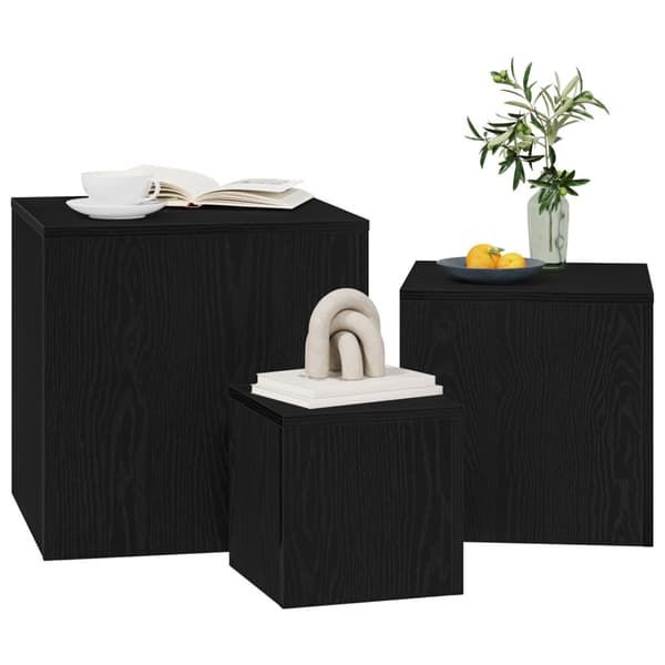 Nestingbord 3 pcs Svart Ek Konstruerat trä