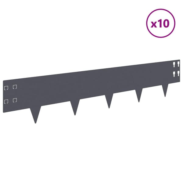 Kant för gräsmatta 10 pcs 100 x 20 cm Stål Antracit