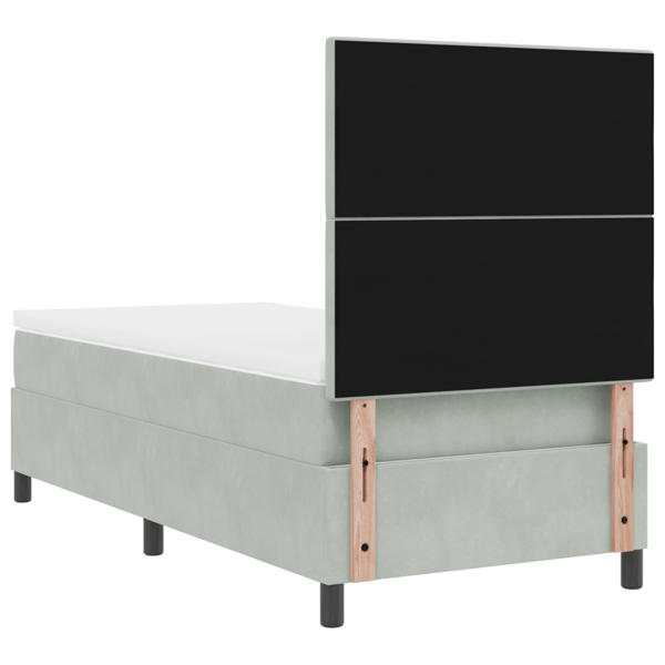 LED Box Säng med madrass Ljusgrå 100 x 200 cm Sammet