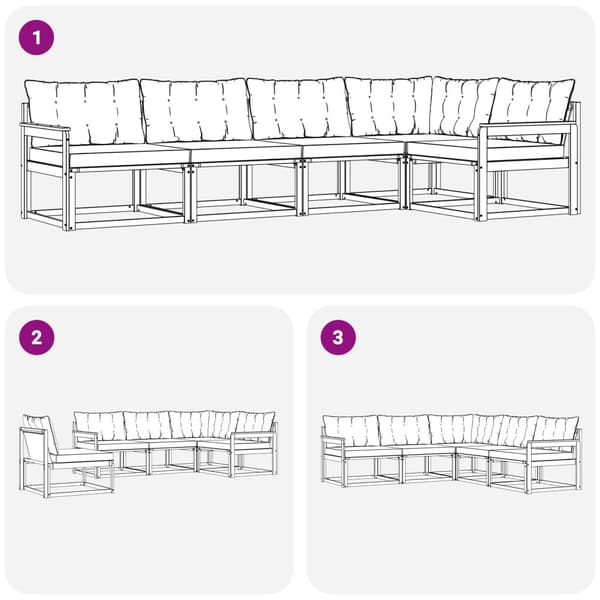 Utomhussoffset med kudde 5 pcs Vit och Beige