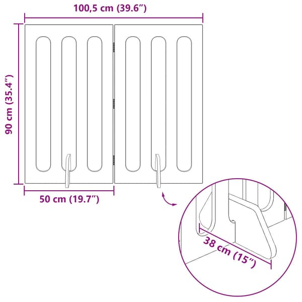 Fällbar husdjursgrind 2 pcs Artisan Ek 100,5 x 38 x 90 cm