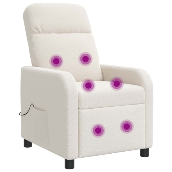 Massagefåtölj Gräddvit Bouclé