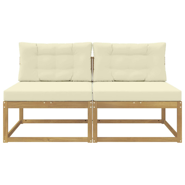 2 Stycke Utomhus Mellansoffa Polyester Vit