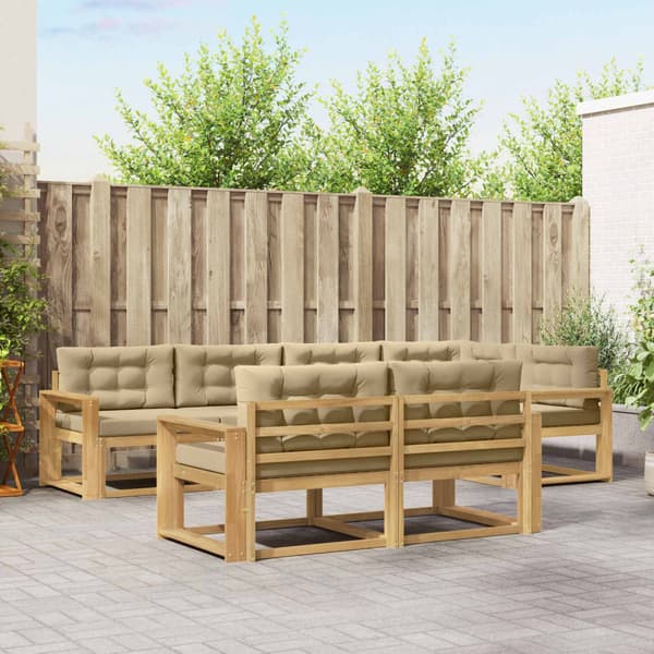 Utomhussoffset med kudde 6 pcs Vit och Beige Polyester