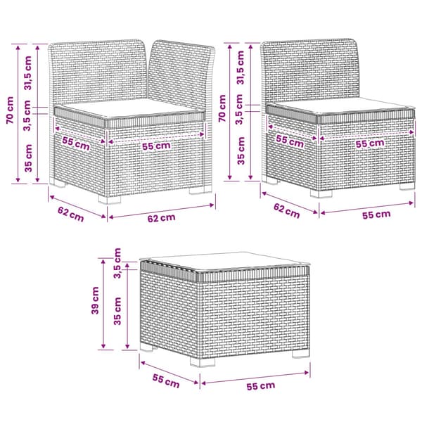 4-sits Trädgårdsoffa med Kuddar Rattan Look PP Brun