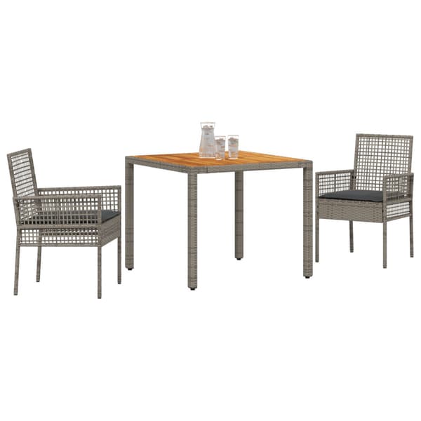 Trädgårdsmöbelset 3 pcs Grå konstrotting