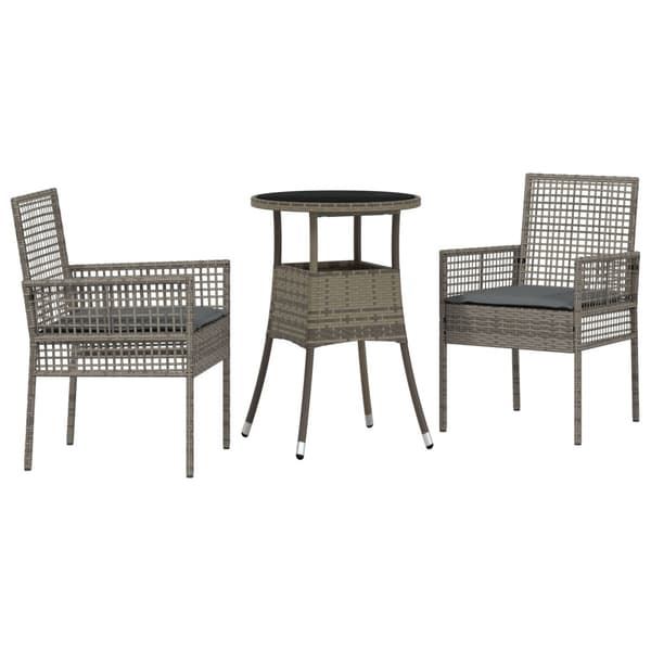 Trädgårdsmöbelset 3 pcs Grå konstrotting