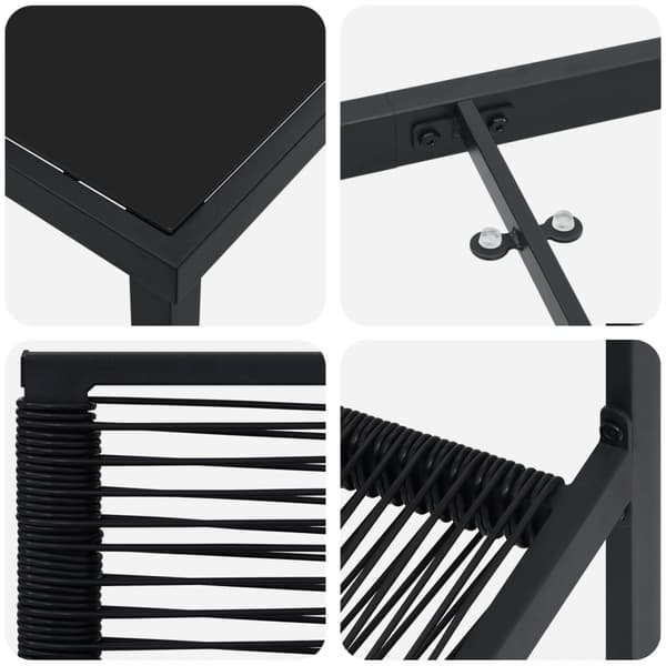 Trädgårdsmöbelset 5 pcs Svart Pulverlackerat stål