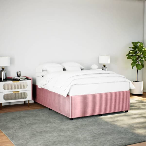 Sängram rosa 140x190 cm sammet