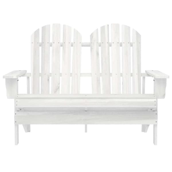 Adirondackstol 2-sits massivt granträ vit