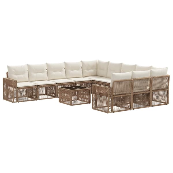 Trädgårdsoffset 12 pcs Beige och krämvit konstrotting
