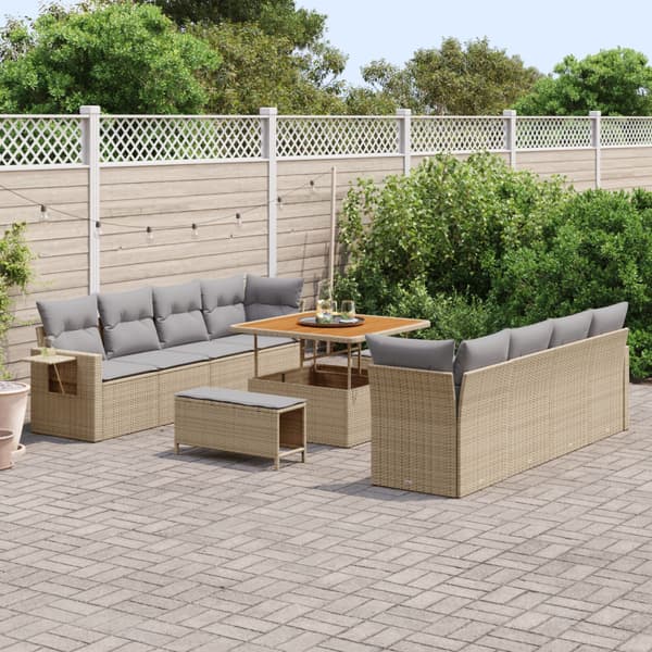 Trädgårdsoffset 11 st Beige Poly rattan