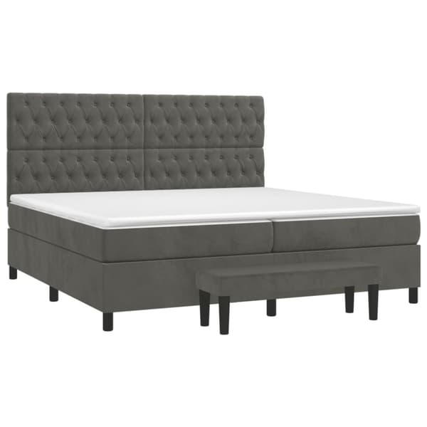 Ramsäng med madrass mörkgrå 200x200 cm sammet