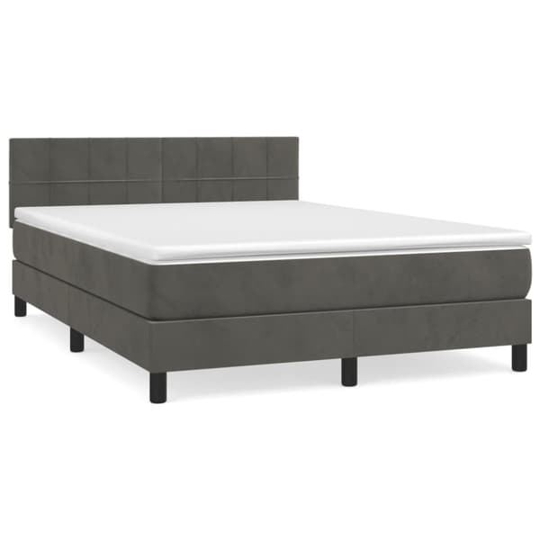 Ramsäng med madrass mörkgrå 140x190 cm sammet