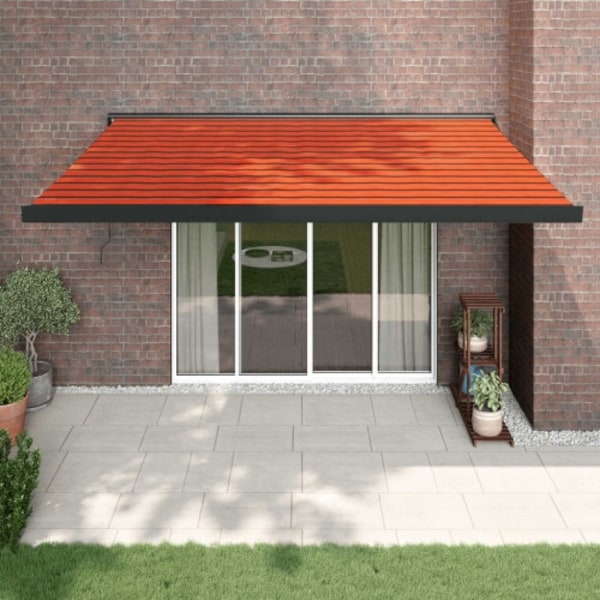 Markis infällbar orange och brun 4x3 m tyg&aluminium