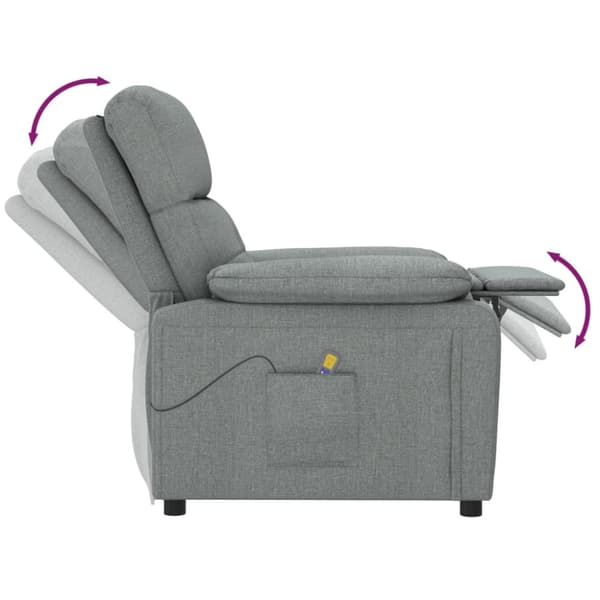 Massagefåtölj mörkgrå tyg
