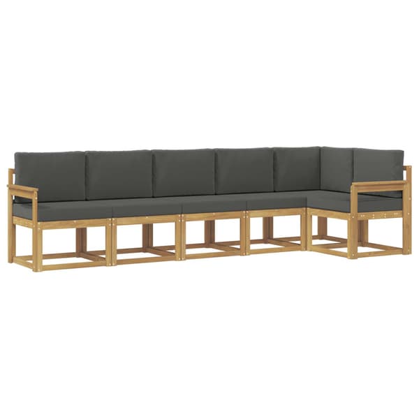 Utomhussoffset med kudde 6 pcs Vit och antracit Polyester