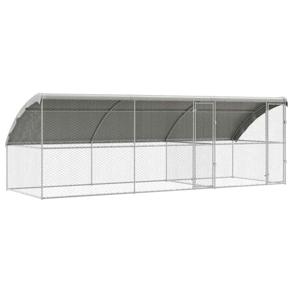 Hundbur med lagring 3 pcs Silver 6 x 2 x 2 m Galvaniserat stål