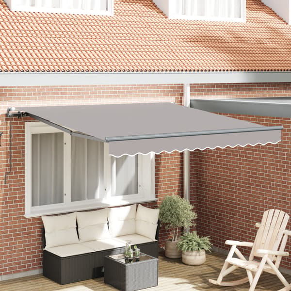Utfällbar markis Ljusgrå 300 x 250 cm Polyester och Stål