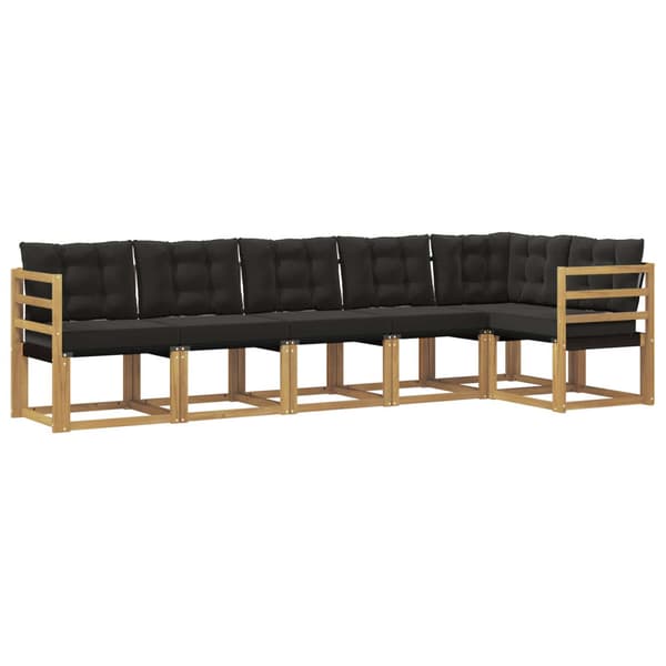 Utomhussoffset med kudde 6 pcs Vit och svart