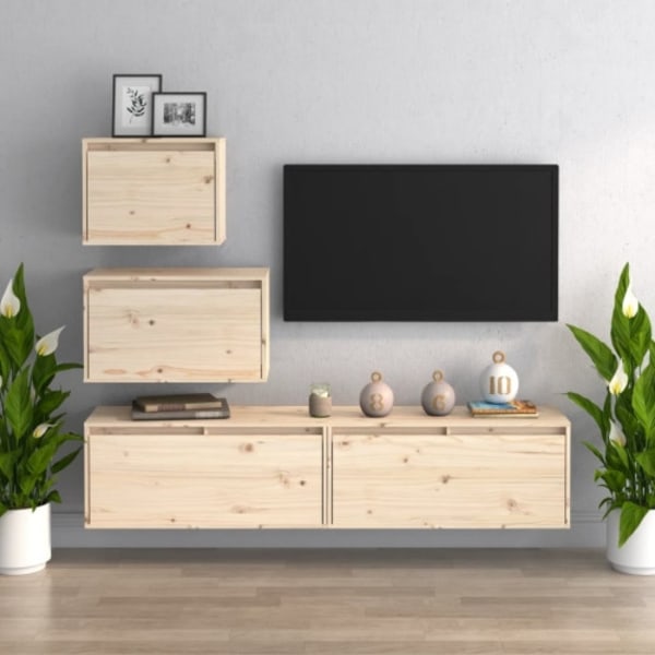 Tv-bänk 4 st massiv furu