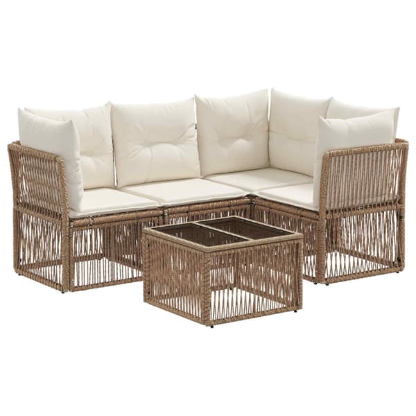Trädgårdsoffset 5 pcs Beige konstrotting