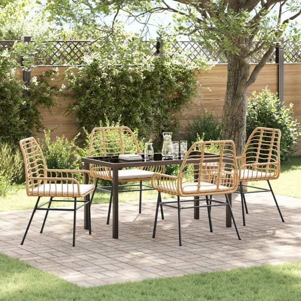 Trädgårdsmöbelset 5 pcs Brun konstrotting