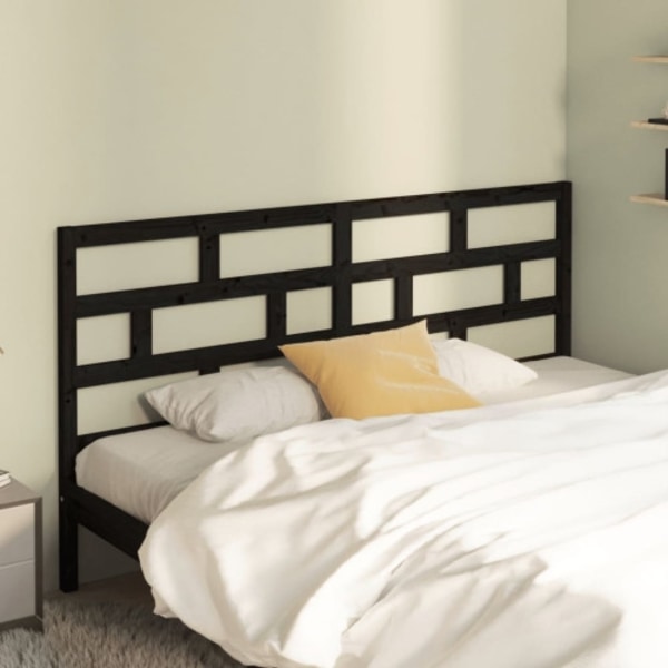 Sänggavel svart 206x4x100 cm massiv furu